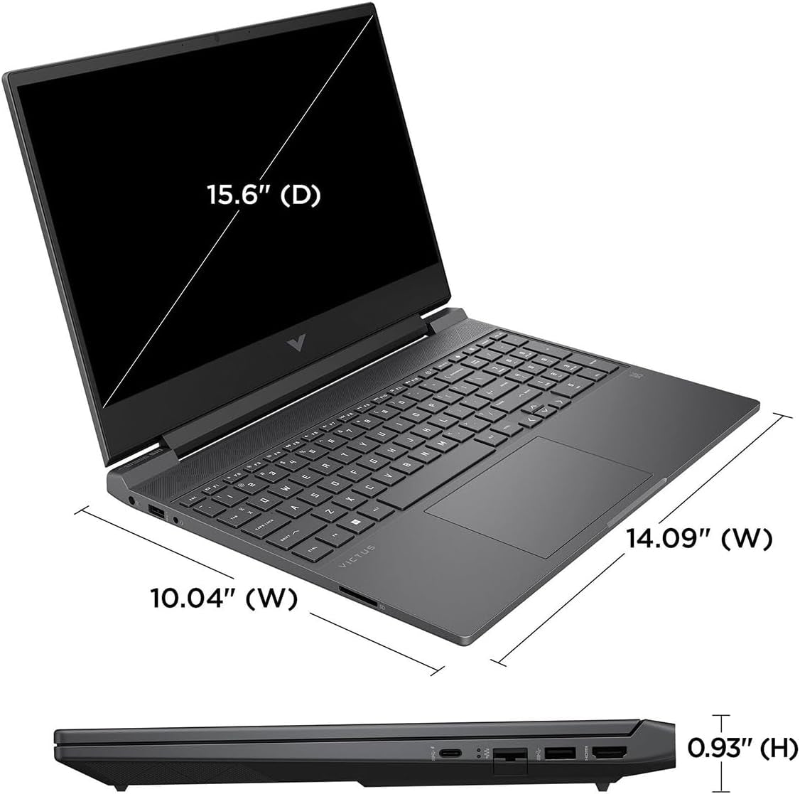 HP Victus 15 Gaming Laptop, 15.6" FHD 144Hz Display, AMD Ryzen 5 7535HS, 16GB DDR5 RAM, 512GB Pcie M.2 SSD, NVIDIA Geforce RTX 2050, HDMI, Webcam, Backlit Keyboard, Wi-Fi 6, Windows 11 Home, Silver