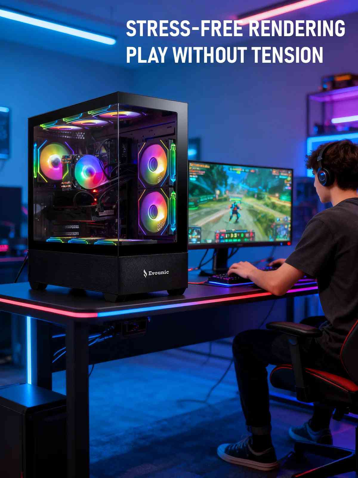 Gamer Master Gaming Desktop PC, AMD Ryzen 7 5800X, NVIDIA Geforce RTX 2080, 16GB DDR4 RAM, 1TB SSD, 650W Power Supply, Wifi 6/Bluetooth 5.4,9*ARGB Fan, Windows 11