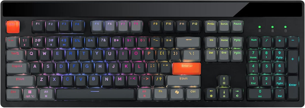 Easytouch 1300 Mechanical Keyboard RGB Illuminated Hot Swappable Red Switches Wired Wireless Bluetooth Gaming Keyboard with Copilot AI Hotkey for Windows Mac