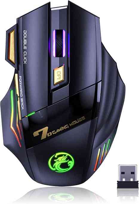 RGB gaming mouse with thumb rest and colorful lights for PC gaming