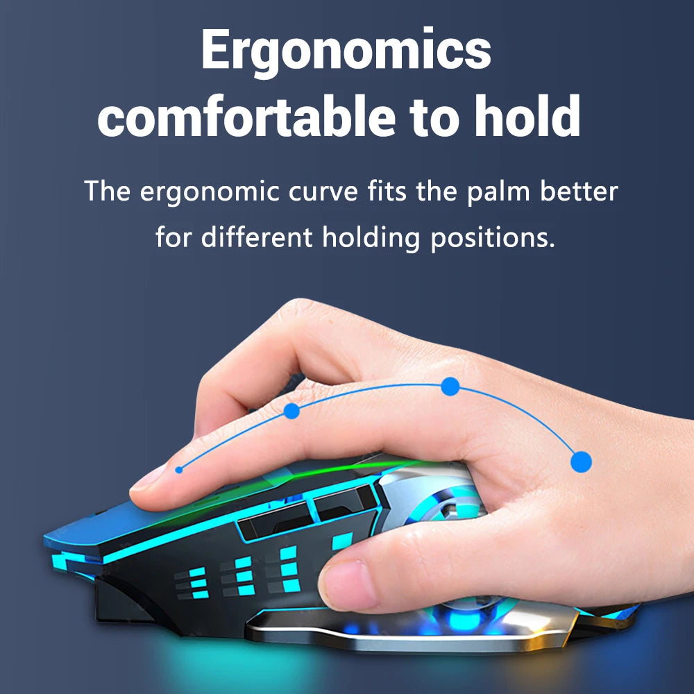 Rechargeable Wireless Mouse Gaming Computer Silent Bluetooth Mouse 2.4G USB Mechanical Backlight PC Gamer Mouse for Computer