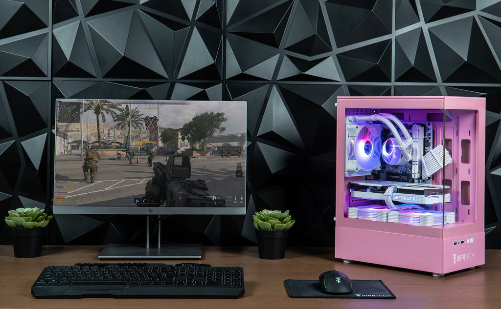Stryker 4.0 Liquid-Cooled PC - AMD Ryzen 7 (4.4Ghz), RTX 5060 8GB, 16GB DDR4, 1TB SSD, Pink