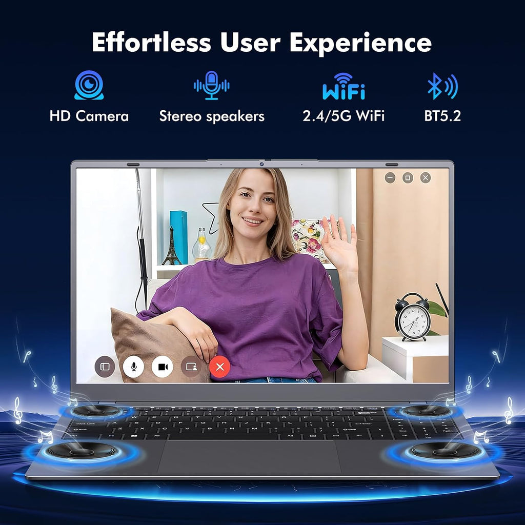 2026 Laptop Computer, Pentium Gold 6500Y (Beat Celeron, up to 3.4Ghz), 8GB RAM 128GB SSD, Bluetooth, Wifi, HDMI, USB-C PD, Privacy Webcam, 38Wh Battery, Thin & Portable Laptops, Work/Business