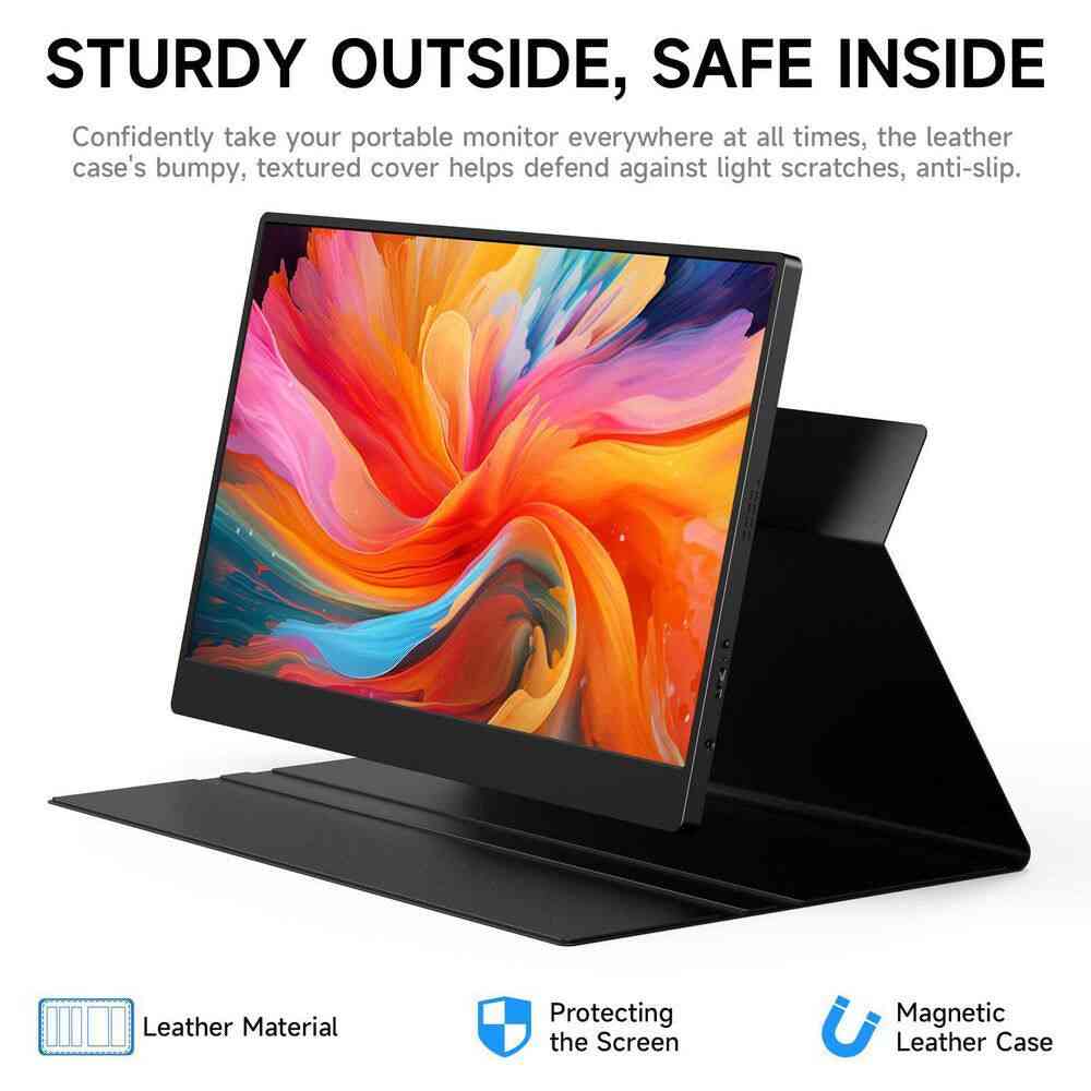 15 In. FHD 1080P Portable Monitor USB-C HDMI HDR IPS with Speakers and Smart Cover
