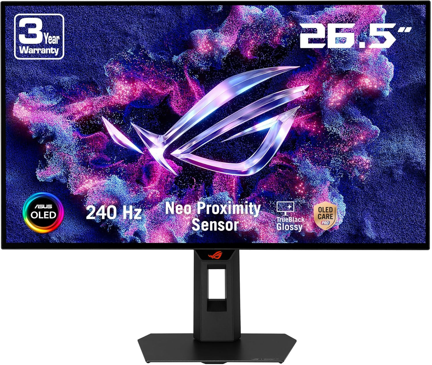ASUS ROG Strix 27” OLED Gaming Monitor (XG27AQDMGR) - 27-Inch (26.5-Inch Viewable) 1440P Trueblack Glossy, 240 Hz, Neo Proximity Sensor, OLED Care Pro, ELMB, Displaywidget Center