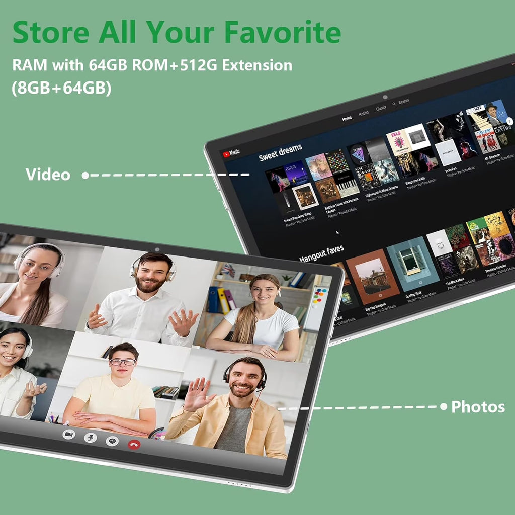 CP20 10.1'' 10GB RAM 64GB ROM 1.8Ghz Quad-Core Processor Android 13 2 in 1 Wifi Tablet, Black
