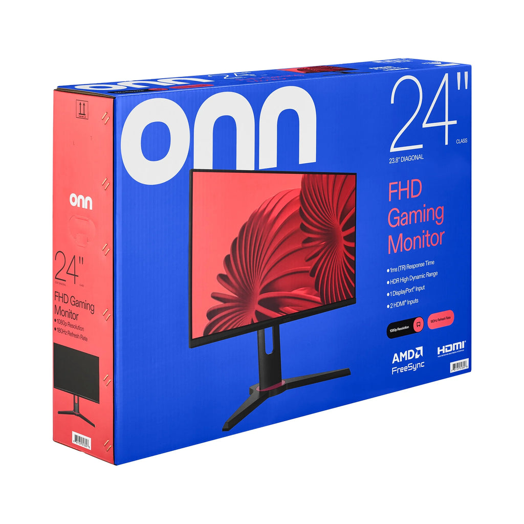 24" FHD (1920 X 1080P) 180Hz 1Ms Freesync Gaming Monitor with HDMI and DP Cables, Black
