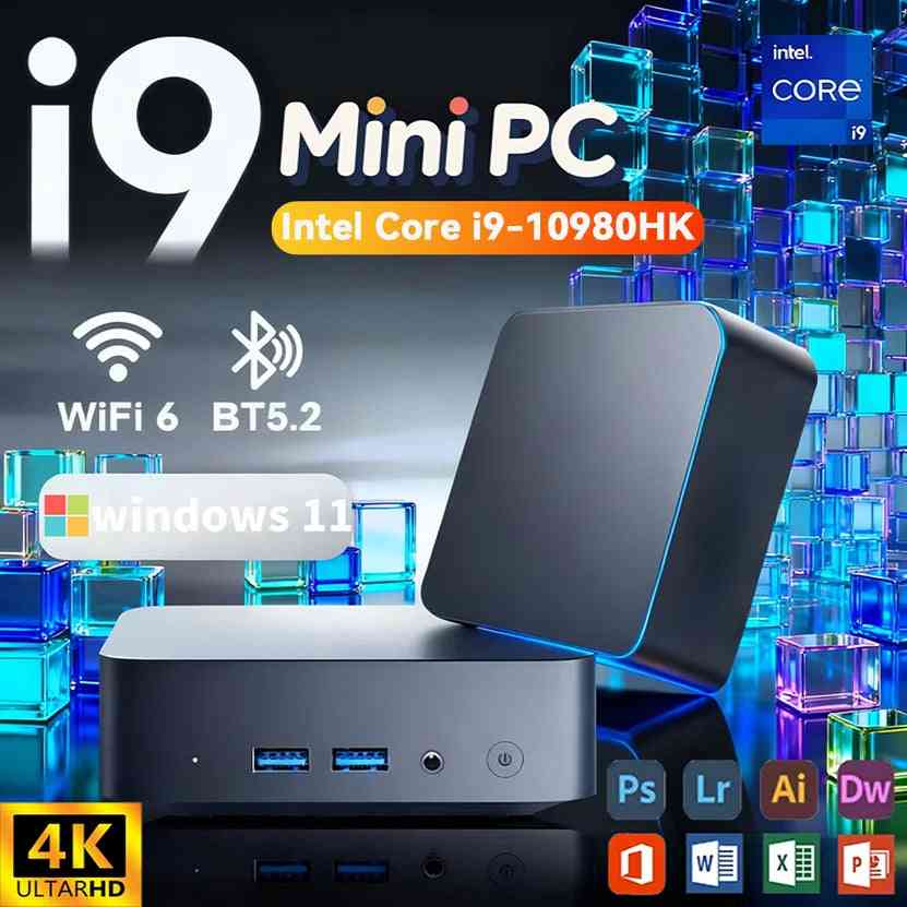 Protable Gaming Mini PC Windows11 Intel Core I9 10980HK 16GB DDR4 1TB SSD Wifi6 M.2 SSD UHD Graphics 1000Mbps Ethernet Mini PC
