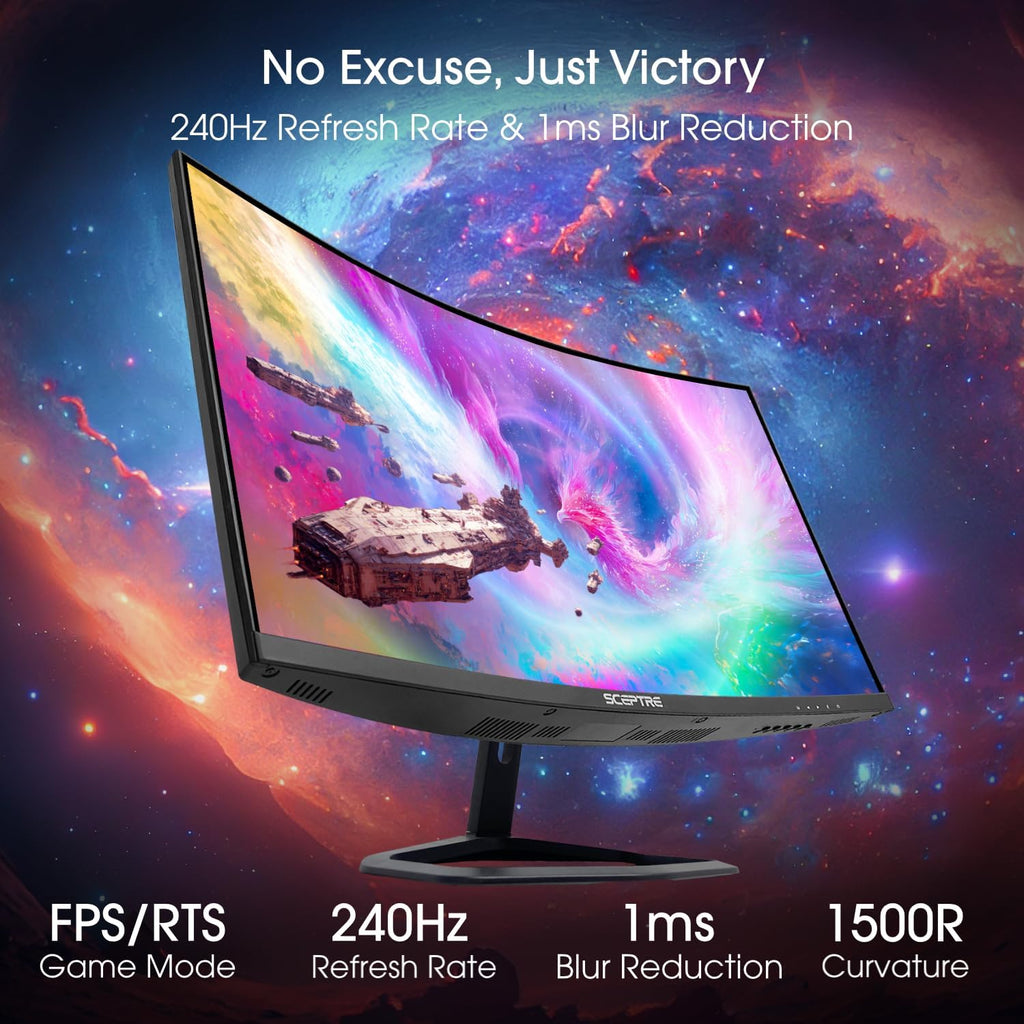 27-Inch Curved Gaming Monitor, FHD 1080P, 240Hz, 1500R, Displayport & HDMI X2, Built-In Speakers, Machine Black (C275B-FWT240 Series, 2026)