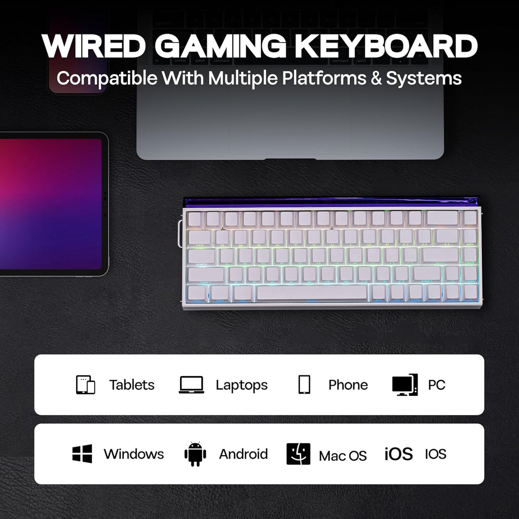 Aula Hero68 HE Wired Magnetic Gaming Keyboard, Rapid Hall Effect Keyboard with 0.01Mm Adjustable Actuation, 8Khz Polling, 5-Layer Sound Dampening, RGB Lightbox & Backlit (White)