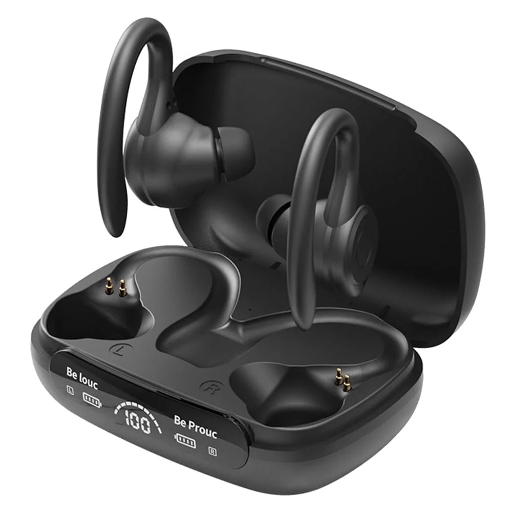 Wireless Earbuds Bluetooth 5.3 TWS Headphones LED Diaplay Hi-Fi Sweatproof Noise Canceling Earhooks Earphone with Charging Case