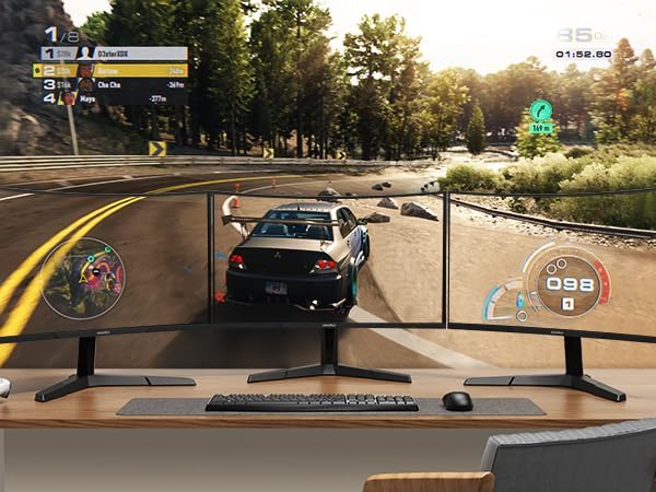 24 Inch Curved Gaming Monitor 180Hz FHD 1080P Computer Monitor, 1Ms 1500R Display, Adaptive Sync, Freesync Premium, HDMI 2.0X2 & DP 1.2, VESA, Tilt, 24E6CA