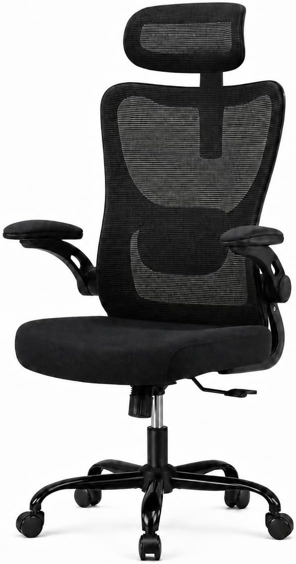 Ergonomic Office Chair, High Back Computer Desk Chair with Adjustable Lumbar Support and Headrest, Comfy Gaming Chair with 3D Armrests, Home Office Rolling Chair, Max Load 300 Lbs