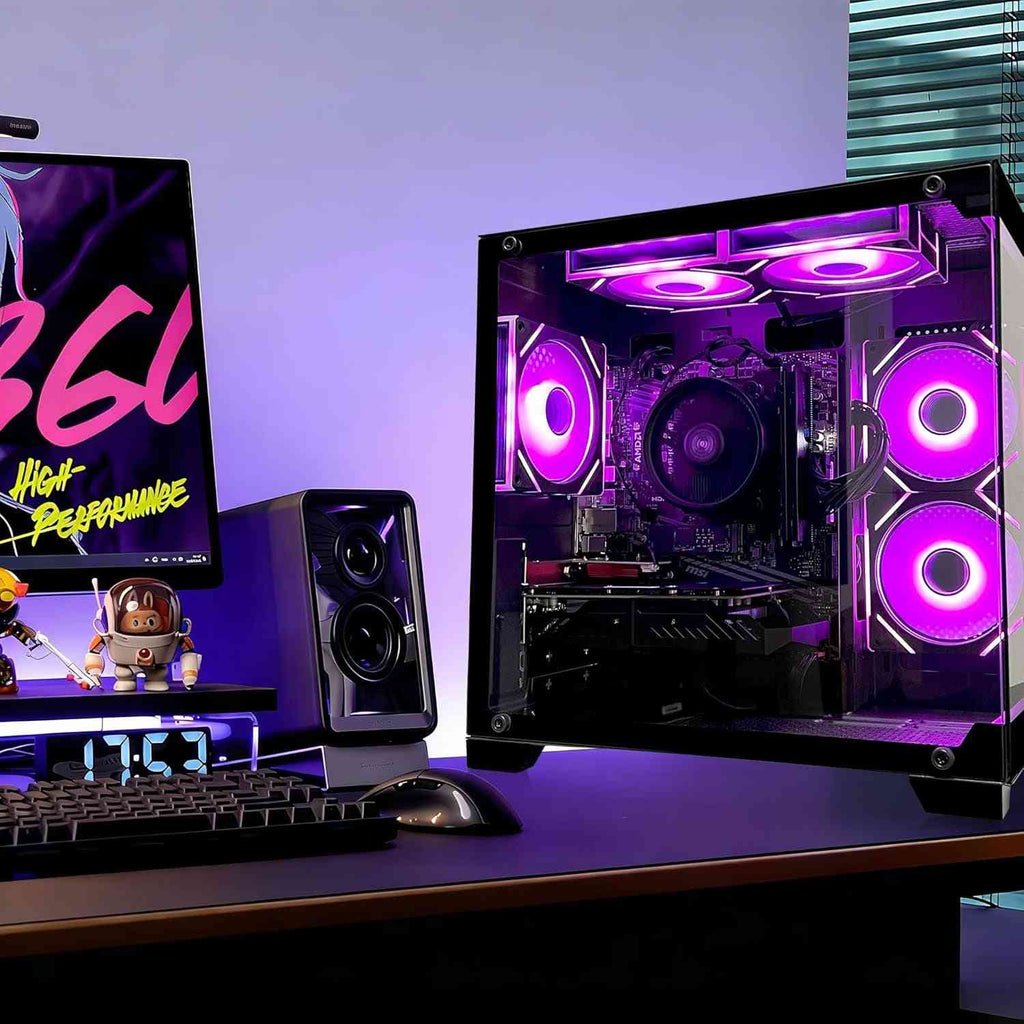 Gaming Desktop Computer PC,AMD Ryzen 5 5600,RTX3050 6GB,32GB DDR4 RAM and 1TB M.2 Nvme Pcle,Argb Fan,Wifi,Game Design Office Console,Sea View Room, Gaming PC Tower