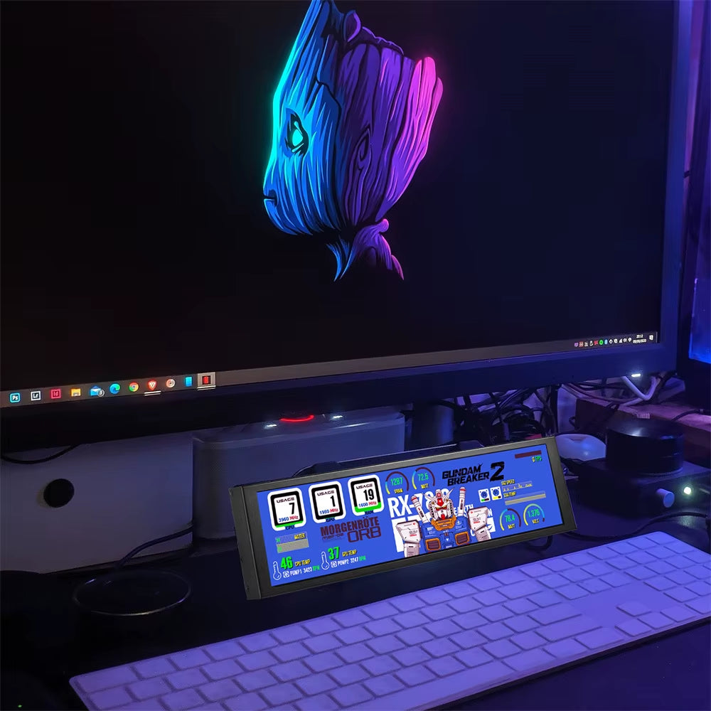 7.9 Inch 400X1280 IPS AIDA64 Mini Gaming Monitor CPU Temperature Display HDMI Secondary Monitor for Computer Case Raspberry Pi