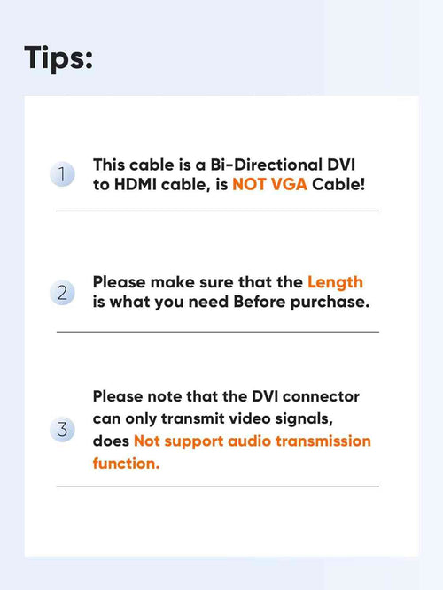 10Ft HDMI to DVI Cable - Bi-Directional 1080P HD Video Adapter Cable with 24+1 DVI-D Male Connector for PC, Laptop, TV, Projector