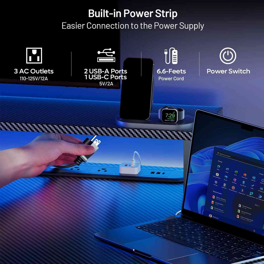 55 Inch Gaming Desk with LED Lights & Power Outlet, Computer Gamer Desk with Monitor Stand