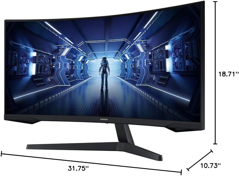 Samsung 34' Odyssey G5 Ultra-Wide Gaming Monitor with 1000R Curved Screen, 165Hz, 1Ms, Freesync Premium, Large Display, Eye Comfort, Multiple Ports, WQHD, LC34G55TWWNXZA, Black