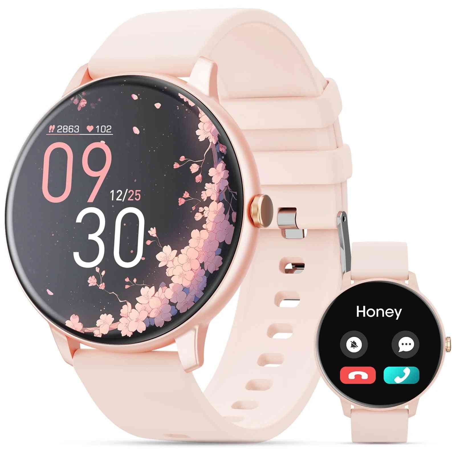 Smart Watch (Answer/Dial Call),1.39" Touch Display Fitness Tracker with Sport Modes, Smartwatch with IP68 Waterproof,Step Counter Watch Fits for Android (Pink)