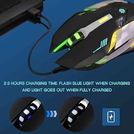 Gaming mouse charging with LED lights and long battery life