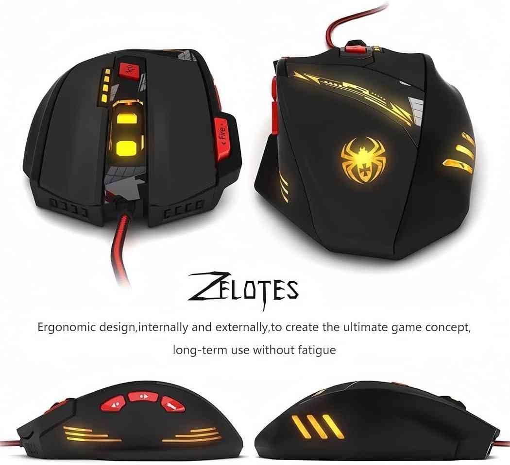 Gaming mouse with LED lights and programmable buttons
