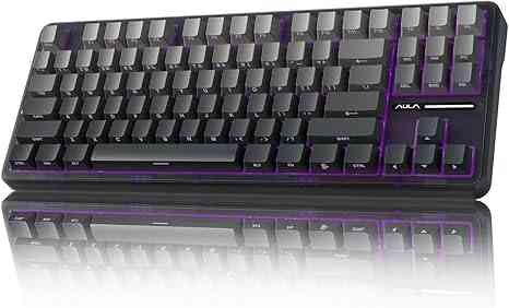 Black wireless mechanical keyboard with RGB backlit and knob