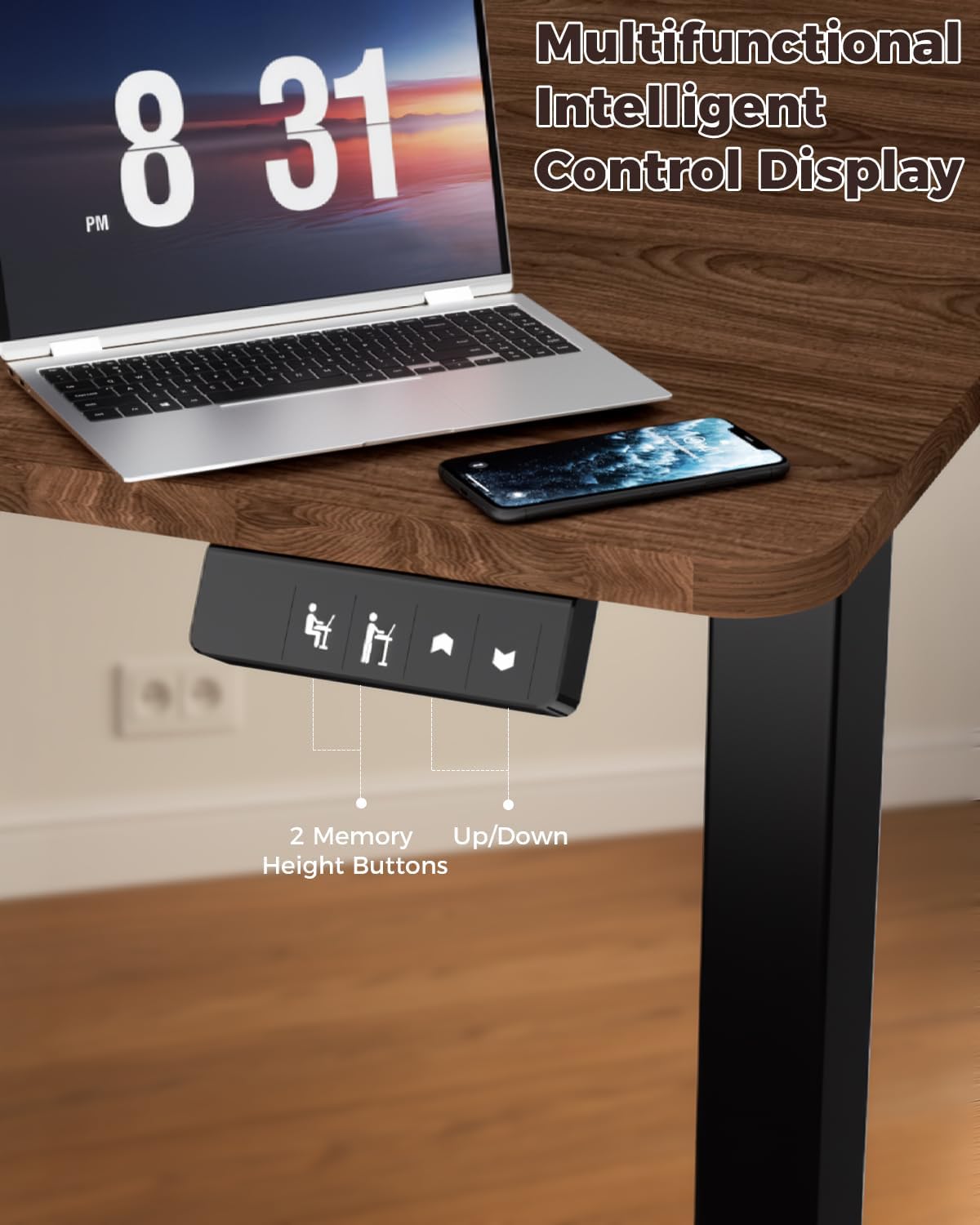 Electric Standing Desk 48" X 24", Height Adjustable 28"-46", Sit Stand Desk with Memory Presets, Smooth & Quiet Motor, Reinforced Frame, Easy Assembly, Ergonomic Home Office Desk