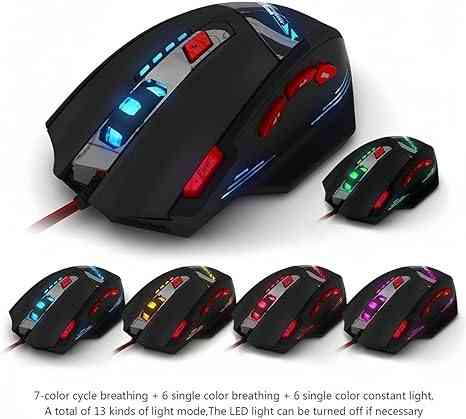RGB gaming mouse with multi-color LED lighting
