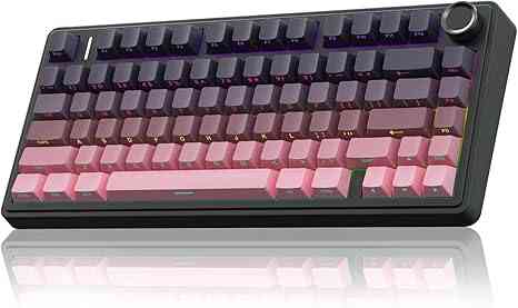 Pink mechanical gaming keyboard with RGB backlit and compact design