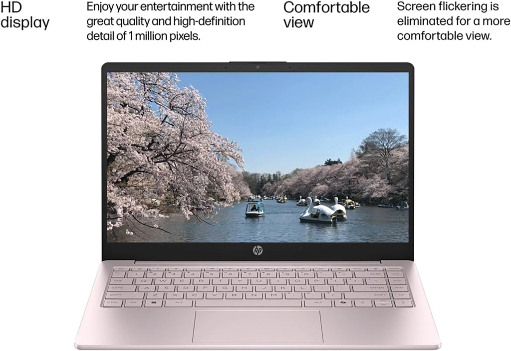 HP Laptop 2026 Edition with Copilot AI, 16GB RAM, 256GB SSD + 128GB UFS, Intel Processor, Long Battery Life, Lightweight, 1 Year Office 365, Windows 11 Home S for Students & Office, Type-C HUB, Pink