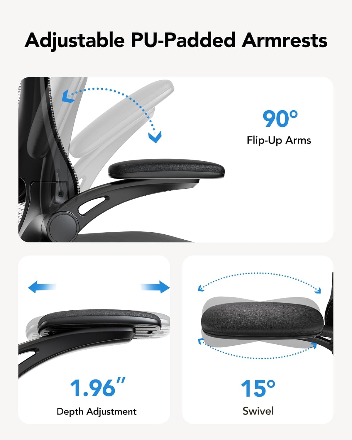 Ergonomic Office Chair, High Back Computer Desk Chair with Adjustable Lumbar Support and Headrest, Comfy Gaming Chair with 3D Armrests, Home Office Rolling Chair, Max Load 300 Lbs