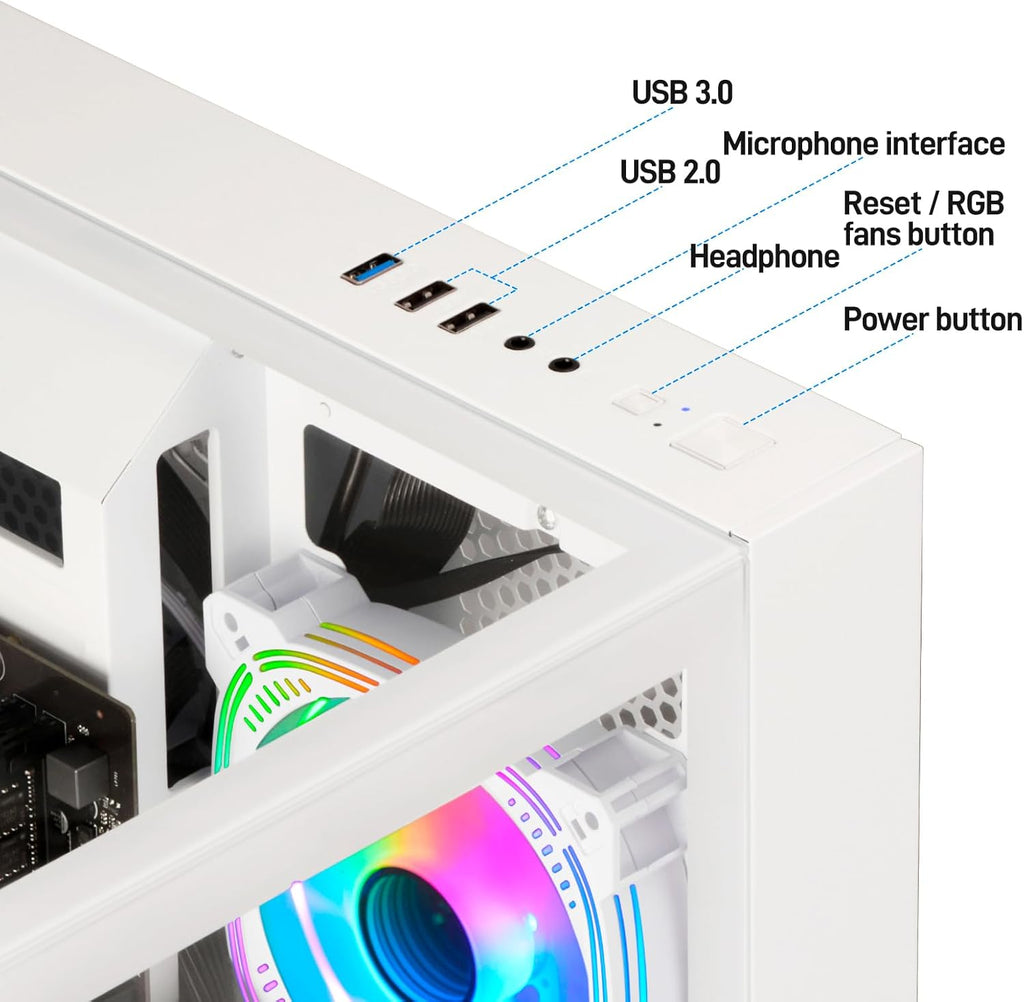 Prebuilt Gaming PC Desktop | Ryzen 5 up to 4.1G | RX 560 4G Graphics Card | 16G DDR4 RAM | 512G SSD | Wi-Fi 6 | Tower Computer for Home Office, Student & Casual Gaming (White)