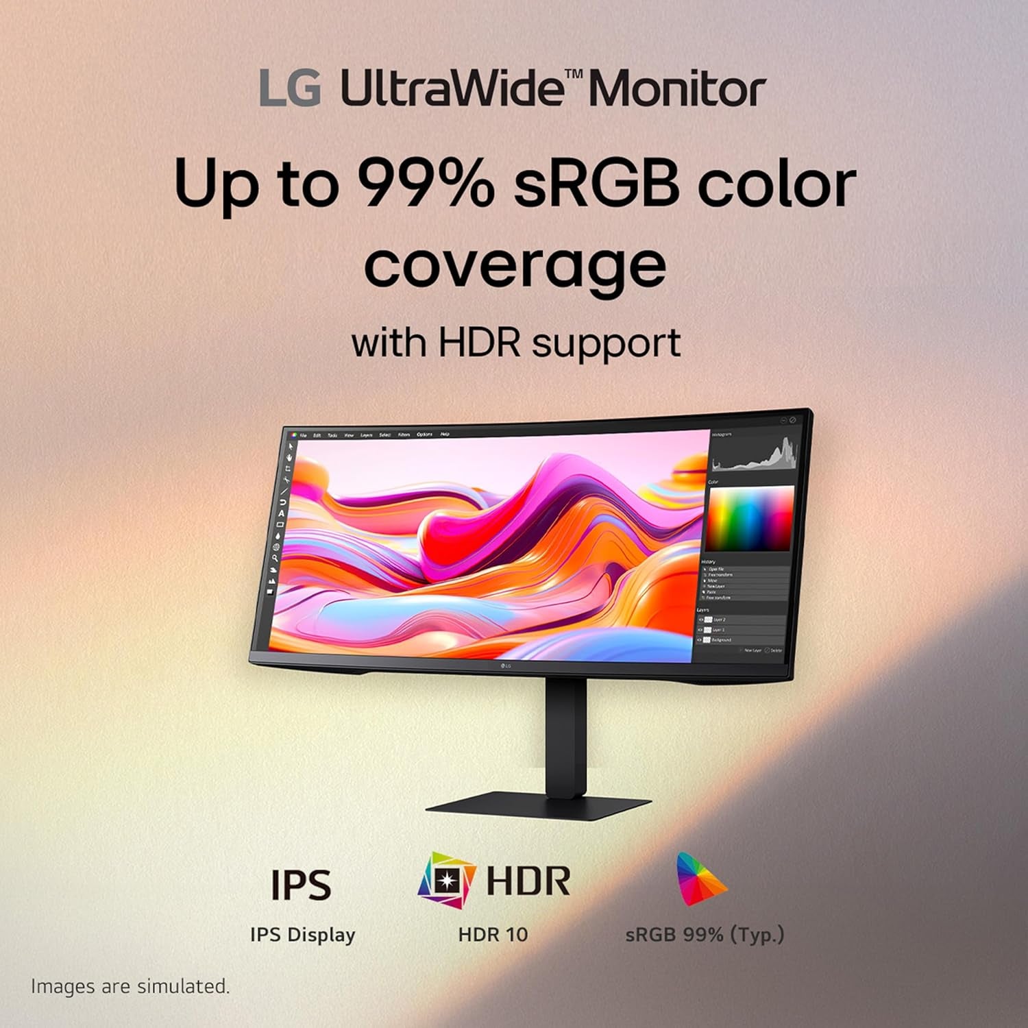 LG 34U650A-B 34-Inch Ultrawide WQHD (3440 X 1440) IPS Curved Wide Computer Monitor, 100Hz, HDR10, Built-In Speaker, HDMI, Displayport, USB Type-C PD 96W, Tilt/Height/Swivel Adjustable Stand, Black