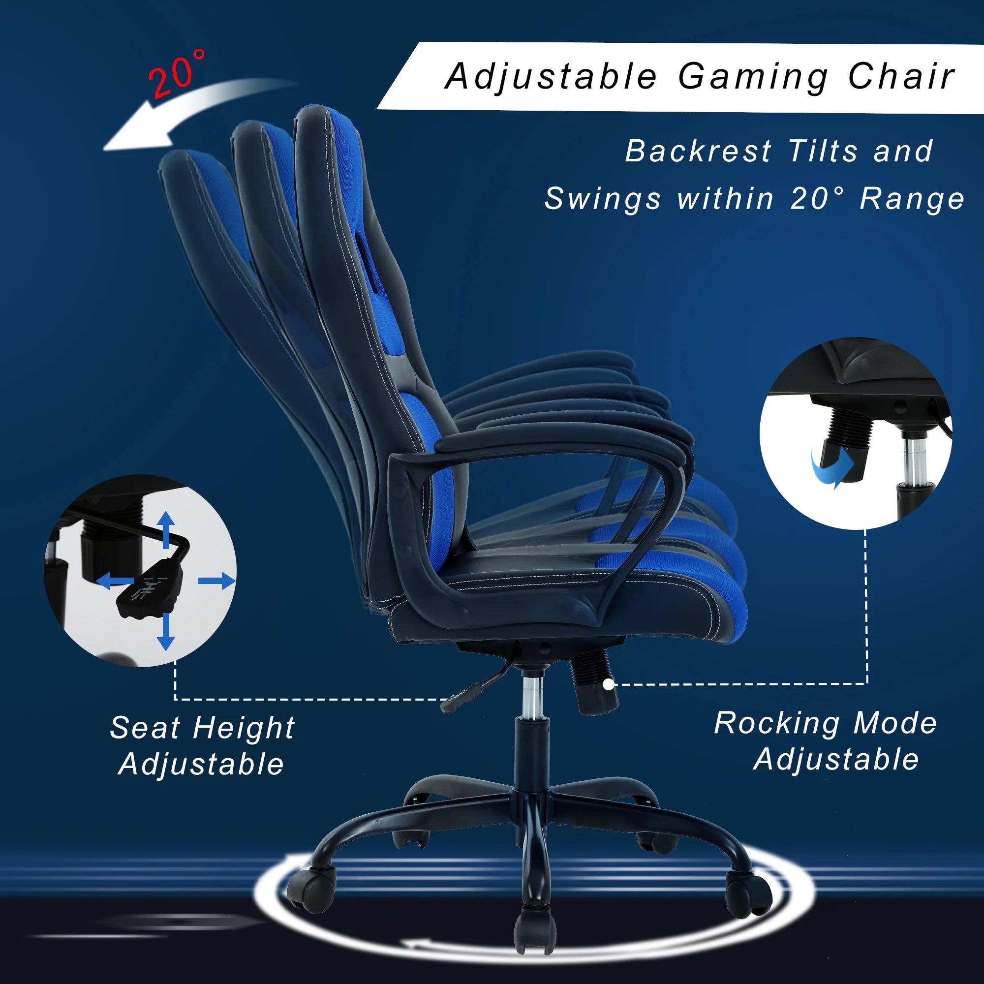 Adjustable Gaming Chair with Lumbar Support