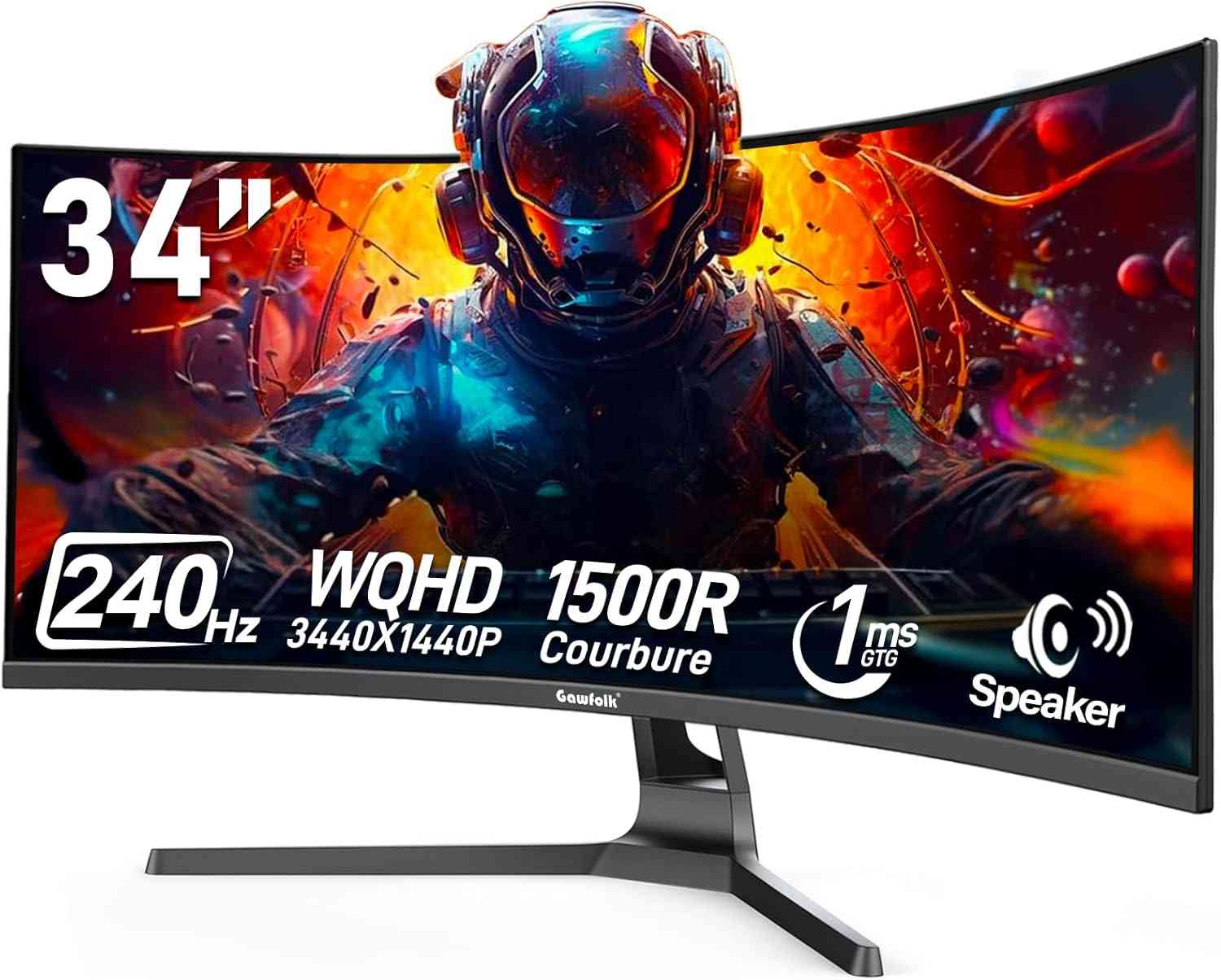 Gawfolk 34 Inch Curved Gaming Monitor, 240Hz Ultrawide PC Monitors Built-in Speakers Limareoo Tech Default Title Default Title