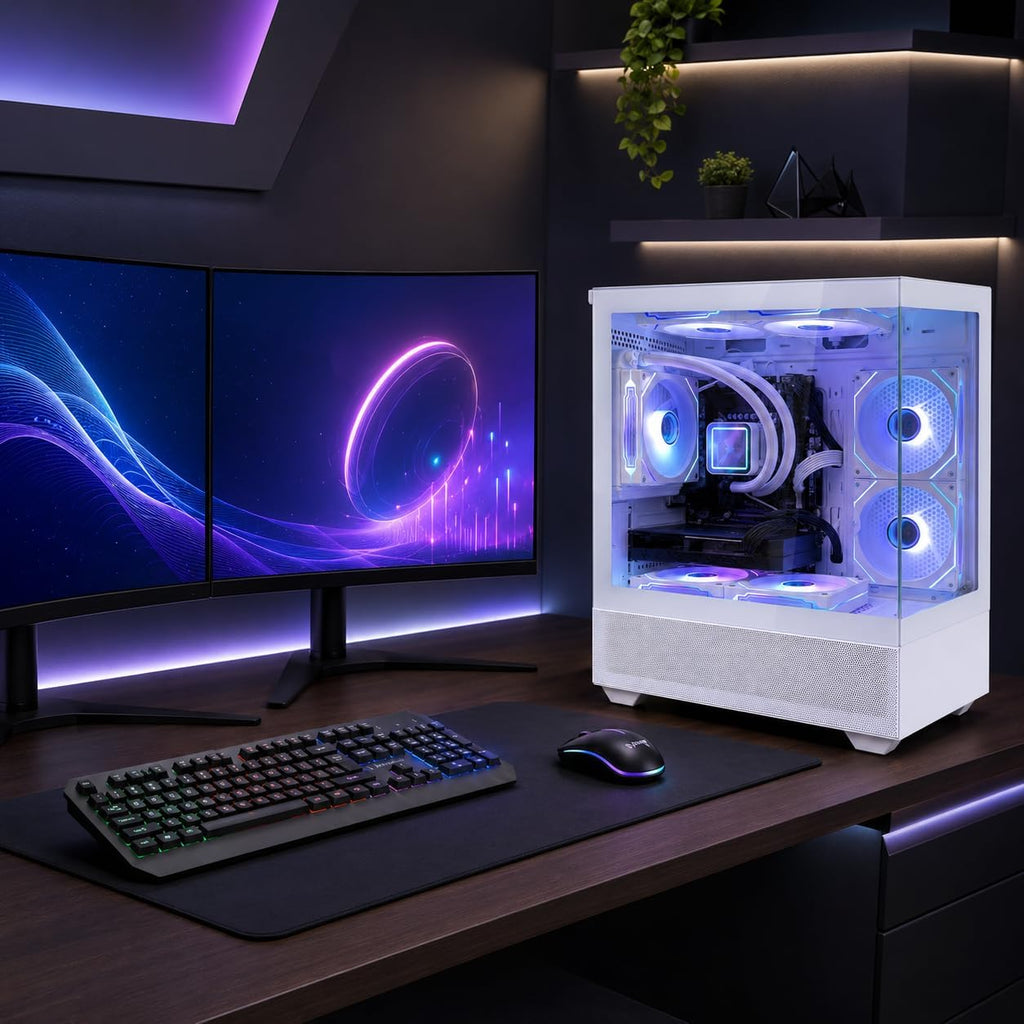 Gaming Desktop PC Computer Liquid Cooled 12-Core Processor, Geforce RTX 4060 GDDR6, 64GB RAM, 512GB Nvme SSD + 1TB HDD, Wifi 6 & BT 5.4, 7× ARGB Fans, 650W PSU, Windows 11