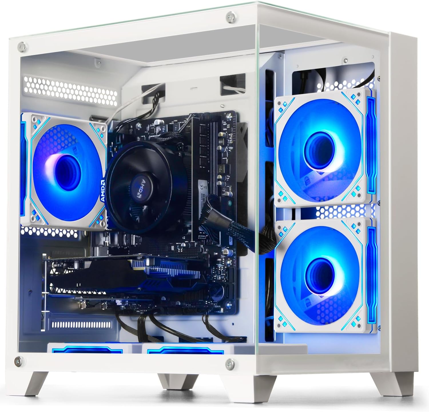 Prebuilt Gaming PC Desktop | Ryzen 5 up to 4.1G | RX 560 4G Graphics Card | 16G DDR4 RAM | 512G SSD | Wi-Fi 6 | Tower Computer for Home Office, Student & Casual Gaming (White)