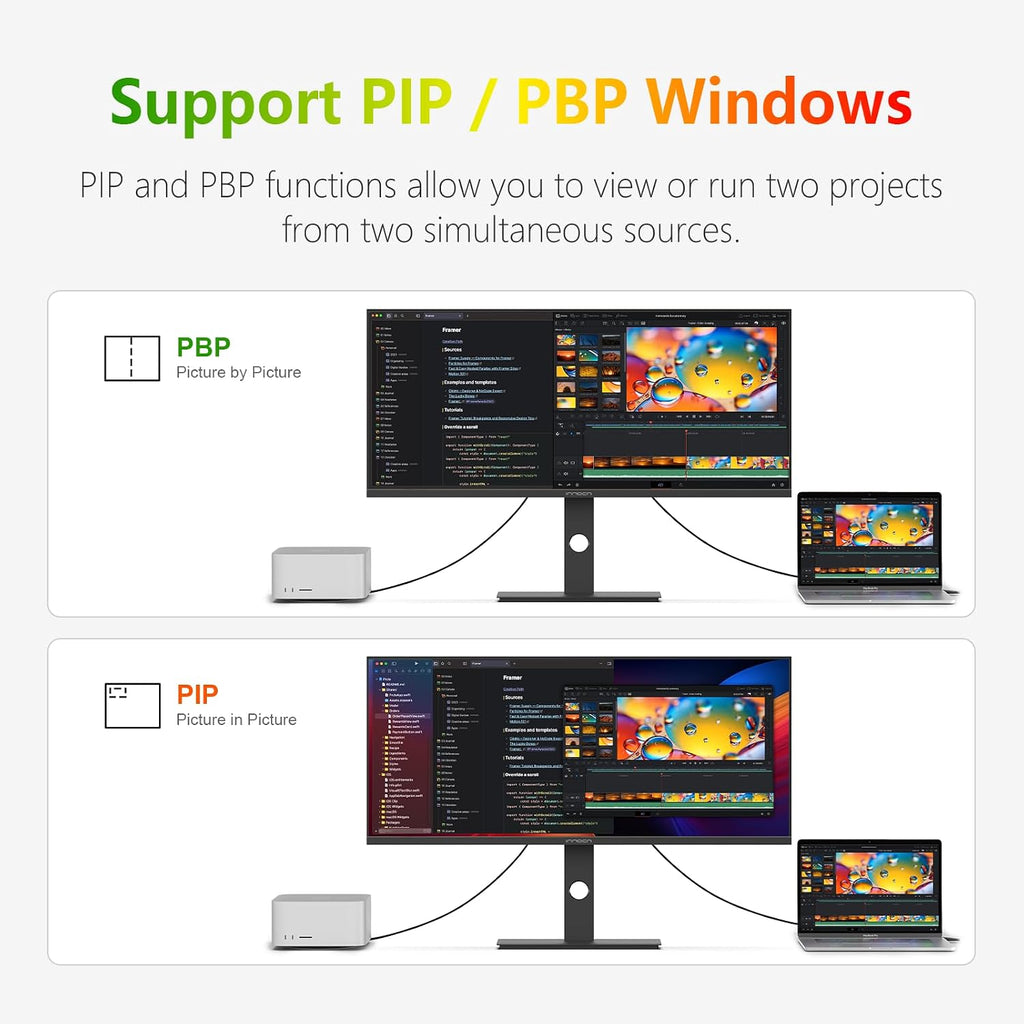 34C1R 34" Ultrawide Monitor, WQHD 3440X1440 180Hz Gaming IPS, 1Ms Response, Adaptive-Sync & G-SYNC Compatible, PIP/PBP for Multitasking, HDR400, Built-In Speakers for Desktop PC Laptop