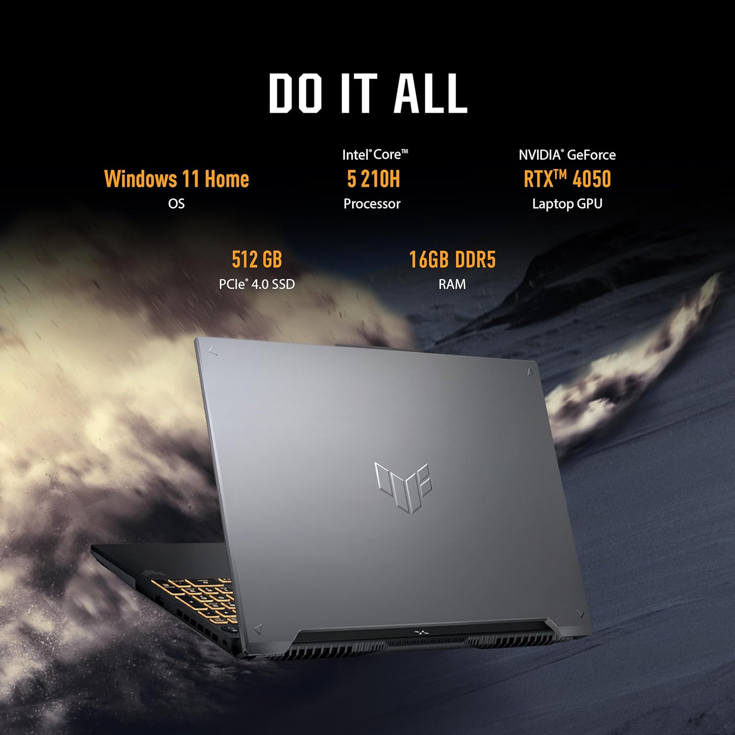 TUF Gaming F16 Gaming Laptop, 16” FHD+ 144Hz Ips-Level 16:10 Display, Intel® Core™ 5 210H, NVIDIA® Geforce RTX™ 4050, 16GB DDR5, 512GB Pcie Gen4 SSD, Wi-Fi 6, Win11 Home, FX607VU-SS53