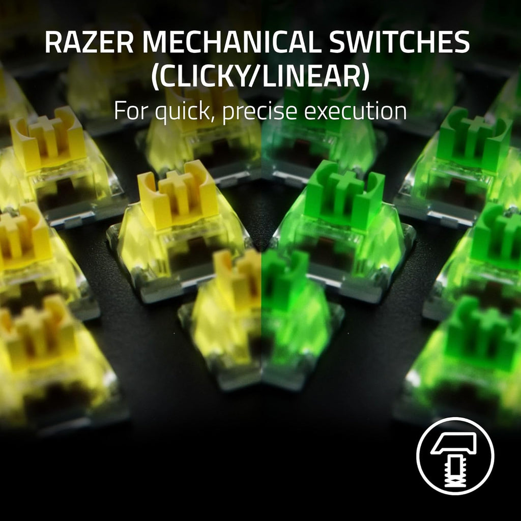 Razer Blackwidow V4 X Mechanical Gaming Keyboard: Yellow Switches Linear & Silent - 6 Macro Keys - Chroma RGB - Doubleshot ABS Keycaps - Roller & Media Keys - Snap Tap