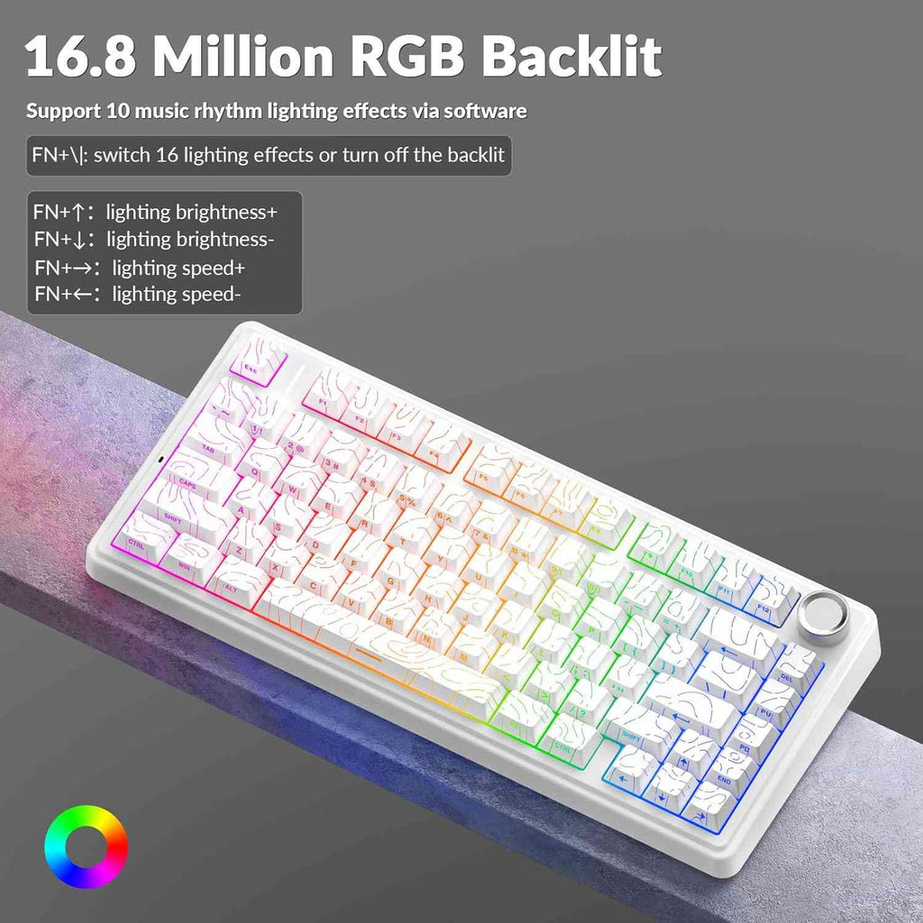 RGB backlit mechanical keyboard with colorful lighting
