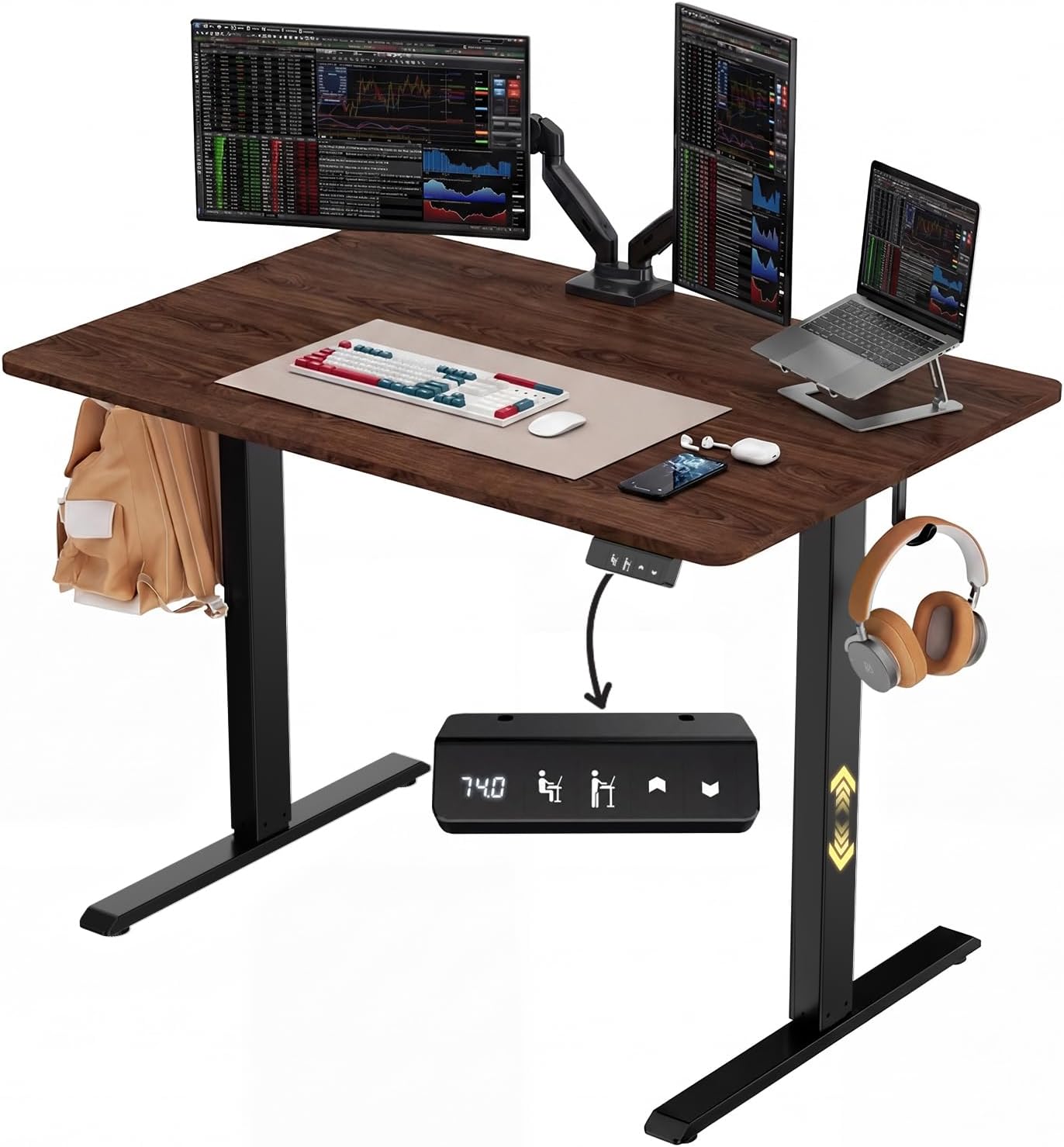 Electric Standing Desk 48" X 24", Height Adjustable 28"-46", Sit Stand Desk with Memory Presets, Smooth & Quiet Motor, Reinforced Frame, Easy Assembly, Ergonomic Home Office Desk
