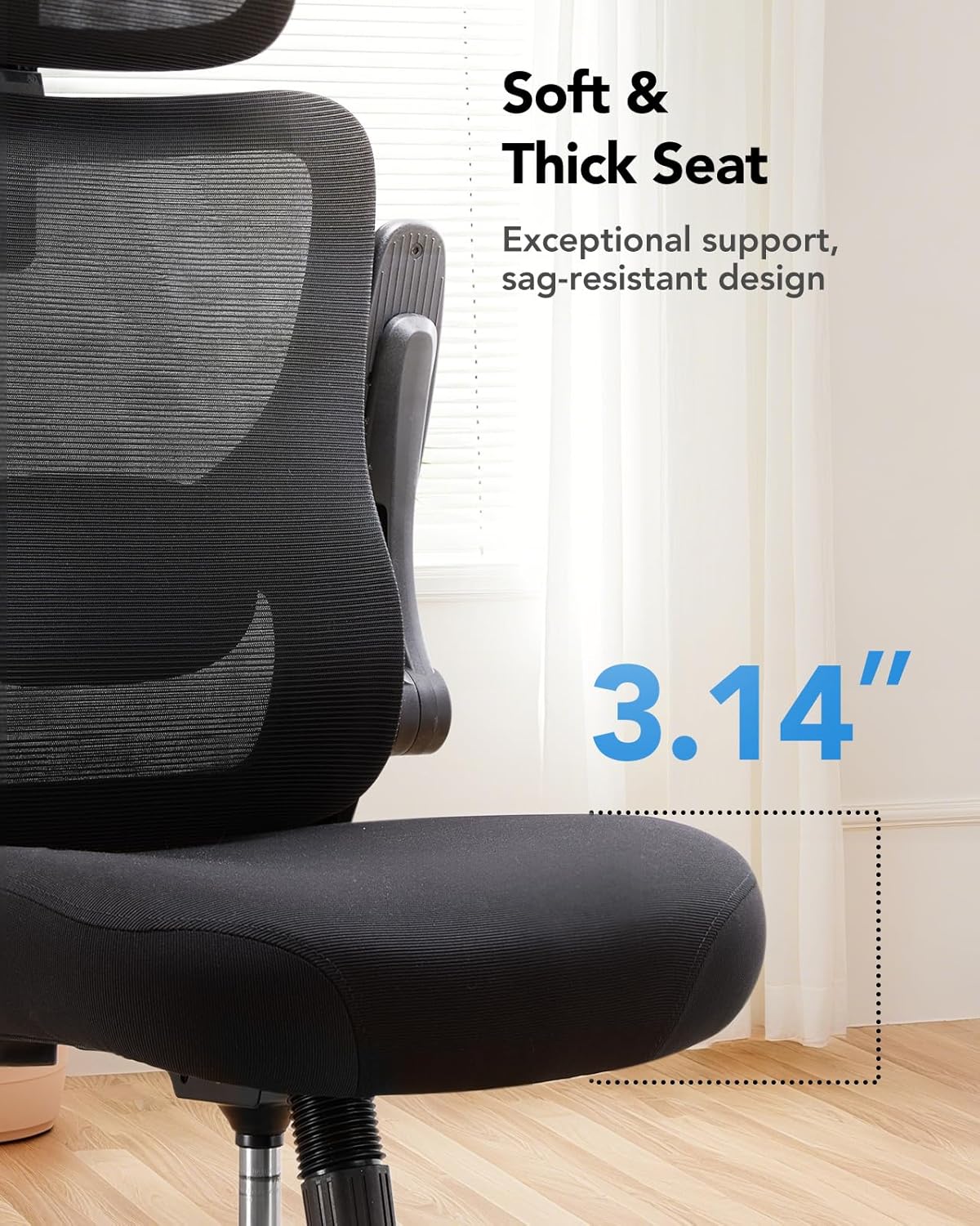 Ergonomic Office Chair, High Back Computer Desk Chair with Adjustable Lumbar Support and Headrest, Comfy Gaming Chair with 3D Armrests, Home Office Rolling Chair, Max Load 300 Lbs