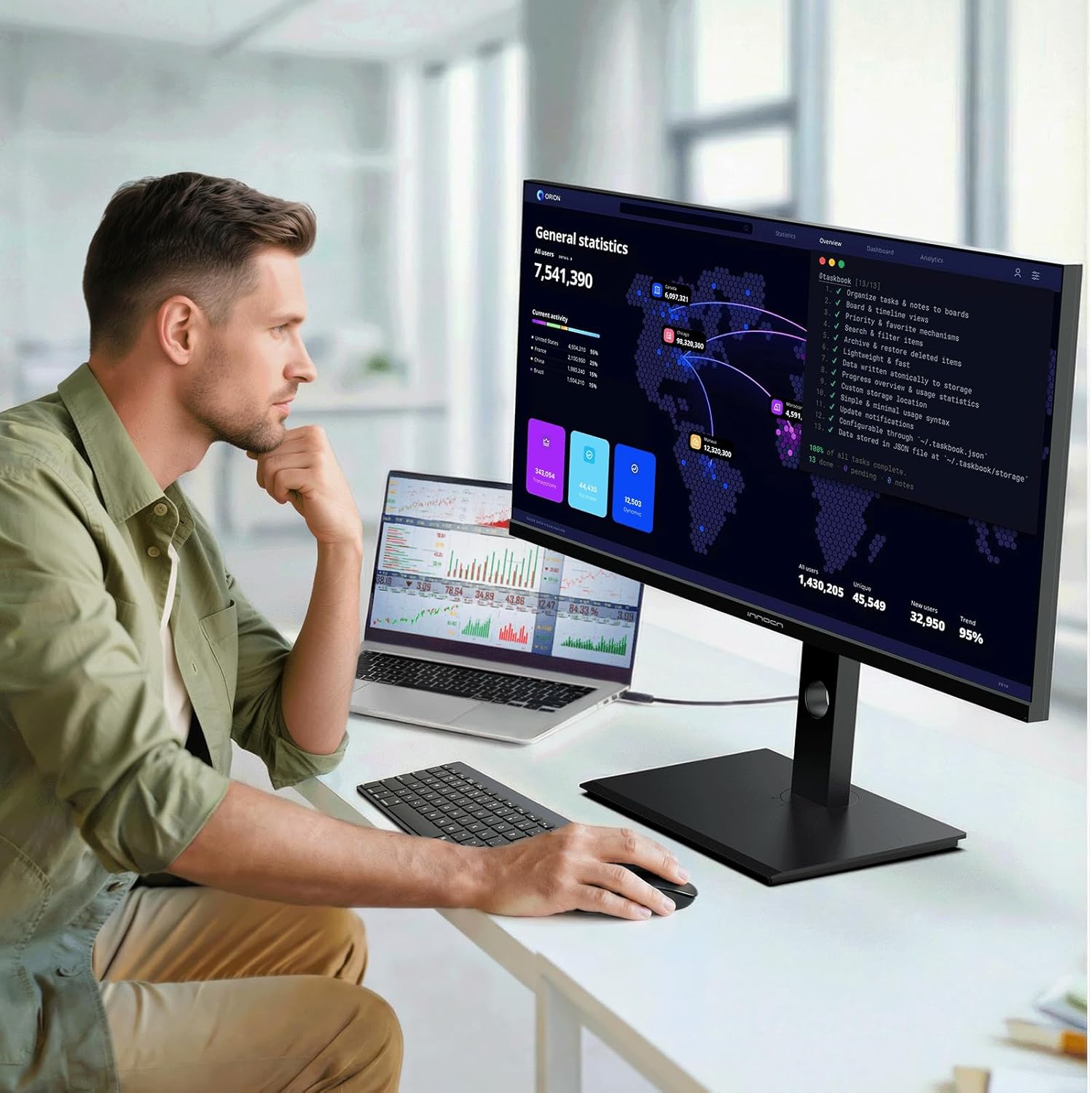 34C1R 34" Ultrawide Monitor, WQHD 3440X1440 180Hz Gaming IPS, 1Ms Response, Adaptive-Sync & G-SYNC Compatible, PIP/PBP for Multitasking, HDR400, Built-In Speakers for Desktop PC Laptop