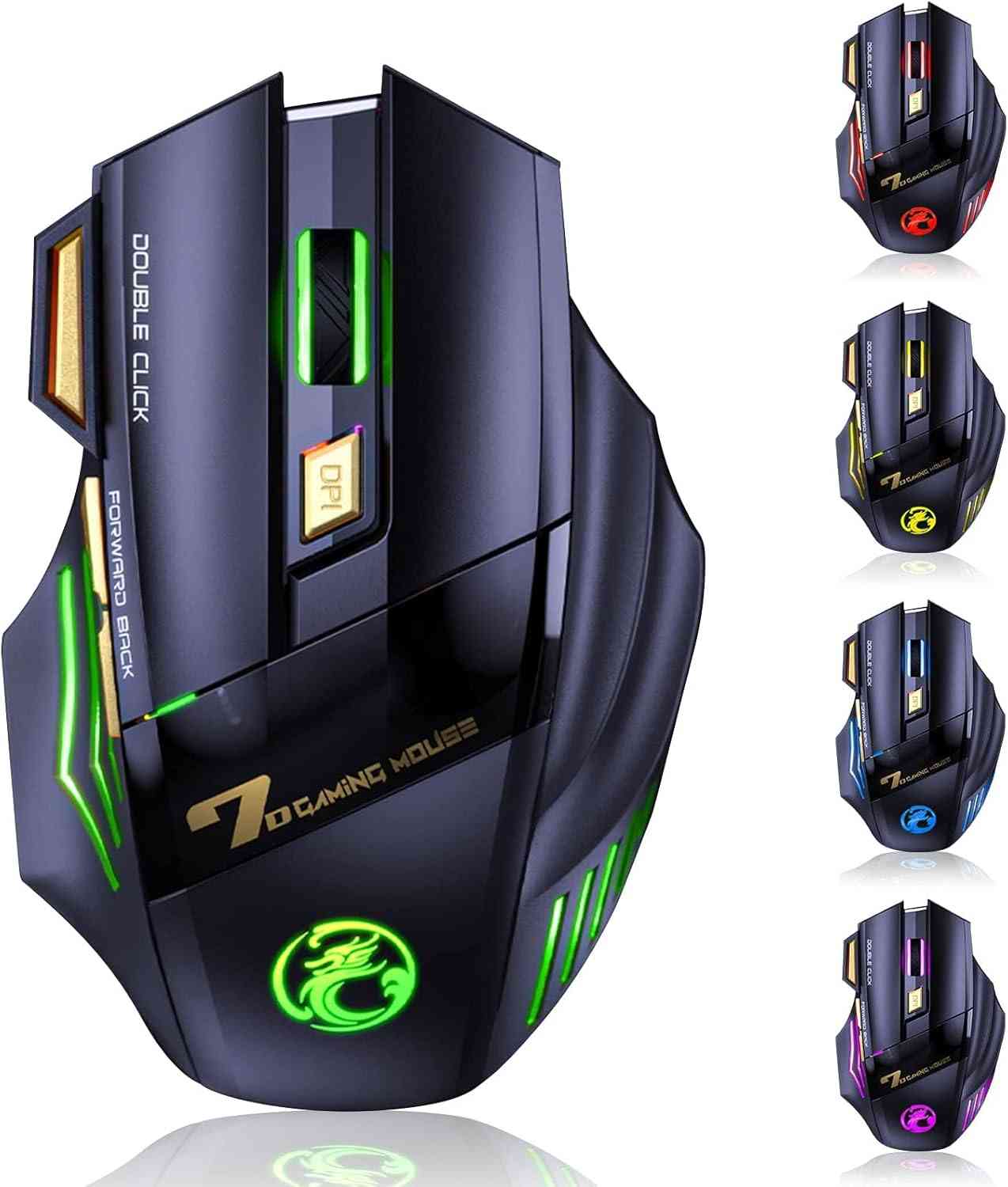 RGB gaming mouse with LED lights and ergonomic design