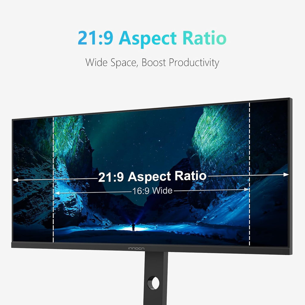 34C1R 34" Ultrawide Monitor, WQHD 3440X1440 180Hz Gaming IPS, 1Ms Response, Adaptive-Sync & G-SYNC Compatible, PIP/PBP for Multitasking, HDR400, Built-In Speakers for Desktop PC Laptop