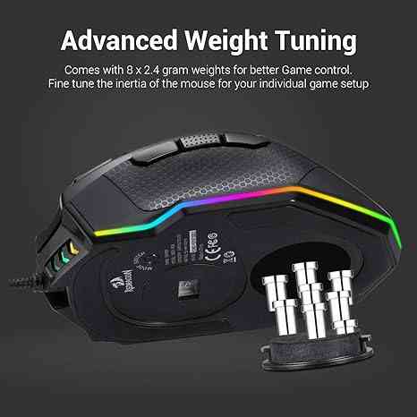Redragon M801 Gaming Mouse, RGB PC Gaming Mouse MMO with 9 Programmable Buttons Macro Recording Default Title USD Limareoo Tech