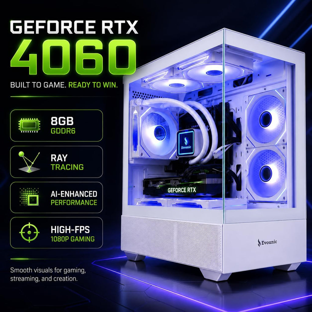 Gaming Desktop PC Computer Liquid Cooled 12-Core Processor, Geforce RTX 4060 GDDR6, 64GB RAM, 512GB Nvme SSD + 1TB HDD, Wifi 6 & BT 5.4, 7× ARGB Fans, 650W PSU, Windows 11