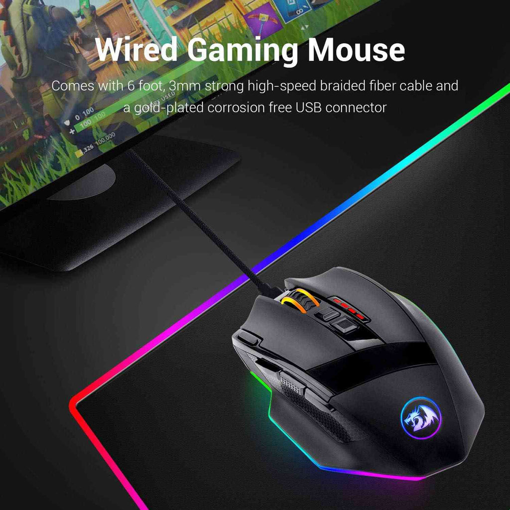 Redragon M801 Gaming Mouse, RGB PC Gaming Mouse MMO with 9 Programmable Buttons Macro Recording Default Title USD Limareoo Tech