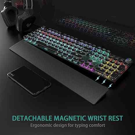 RGB backlit mechanical gaming keyboard with detachable wrist rest